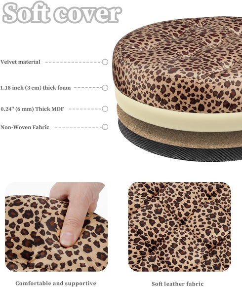 14x14x13in, Bsketa Storage Ottoman, Folding Foot Stool with Thicker Foam Padded Seat Small Velvet Storage Ottoman Foot