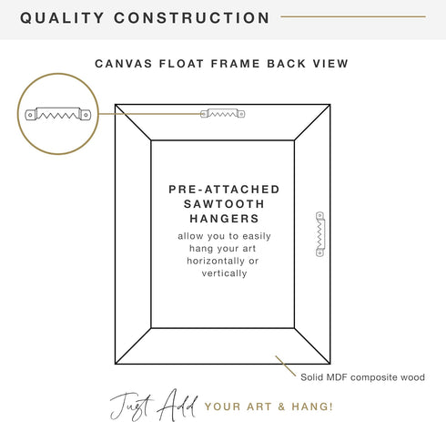 MCS Floating Frame with Canvas, Art Frames for Canvas Paintings with Adhesive Fasteners, Walnut Woodgrain, 8 x 10 Inch