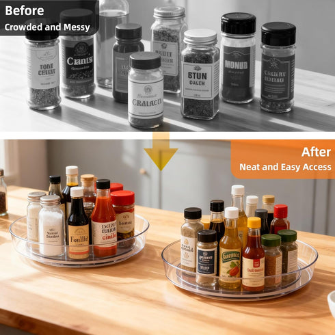 4 Pack 10 inch Countertop, 360-Degree Lazy Susan Turntable for Spice Organization | Clear BPA-Free Plastic Rotating