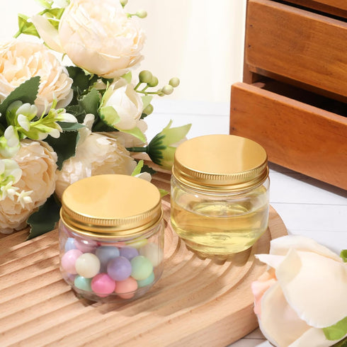 60 3 oz Tanlade Pcs Clear Plastic Jars with Lids Wide Mouth Mason Jars Mini Storage Containers Bulk for Herb Jelly
