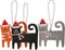 Christmas Cat Ornaments Set of 3, Wood, Wire, SIZE: 3.25in x 3.50in