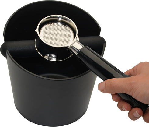 6.3 inch Large Espresso Knock Box, Silicone Tamper Mat Set with Removable Knock Bar for Home Office Barista Tools