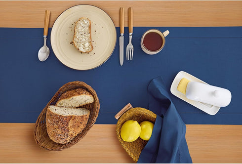 60 Inches 14 60 Inch Solino Home Cotton Linen Table Runner - Lapis Blue Hemstitch Table Runner x Ideal for Dresser