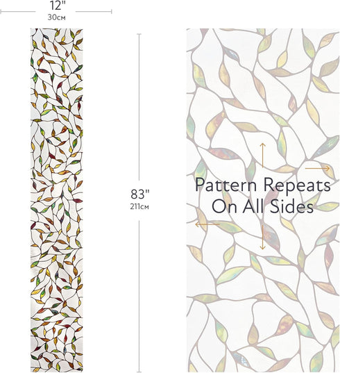 Artscape Cascade Sidelight, Window Privacy Film, Stained Glass Pattern, 12 x 83 inches