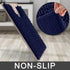 Yimobra Luxury Shaggy U-Shaped Toilet Rug, 24.4 x 24.4 Inches - Soft Non-Slip Bath Carpet, Navy Blue