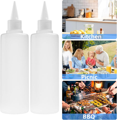 2 Pack 10 Oz (300ml) 2 Pack, DTDNZKN Condiment Squeeze Bottles, Leak Proof Refillable Condiment Container for Kitchen