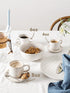 8 oz Set 4, Set LE TAUCI Stackable Latte Cups with Saucers and Stand, of Large Ceramic Coffee Cup and Saucer for Tea