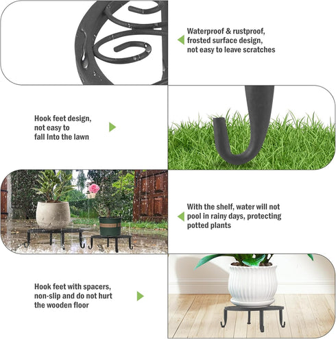 6 Pack Outdoor Plant Stand, Heavy Duty Metal Plant Stand, Flower Pot Stand Indoor Outdoor , Rust Proof Iron Planter