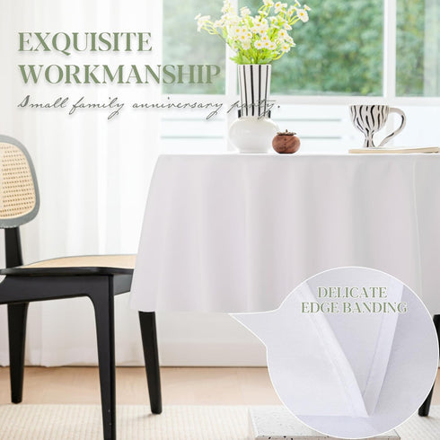 60 Inch Max50 Inch BYDOLL Table Cloth Round Tablecloth Fits Diameter Top,White Washable Outdoor Winkle and Stain