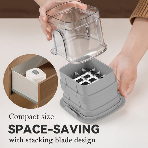 3 KEOUKE Multifunctional Vegetable Chopper White - Interchangeable Blades Potato French Fry Cutter with Container