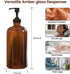 16 OZ Thick Amber Glass Soap Dispenser with Plastic Pump, 2 Pack, Hand and Dish Soap Dispenser Set with Labels