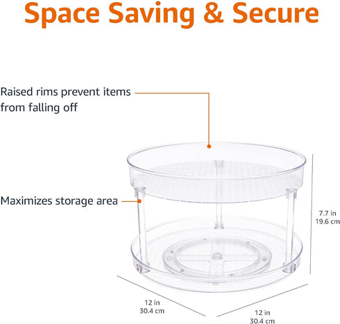 2 12" Amazon Basics Tier Lazy Susan Turntable Organizer for Condiments, Diameter, Clear