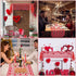 UnslQonds 71 Inch Valentine Table Runner, Long Red Lace Heart Table Runner Backdrop Valentines Decorations Indoor Desk