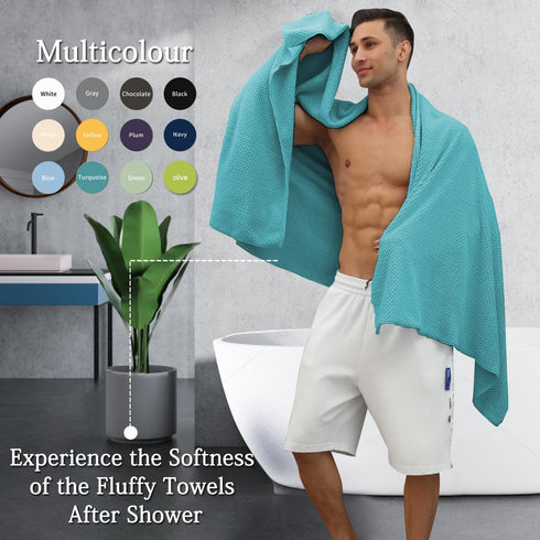 Set 35x70 Inches 600 Set (4-Pack) Hailea Extra Large Bath Towels - Aqua Luxury GSM Oversized Bath Sheet Towel,Ultra