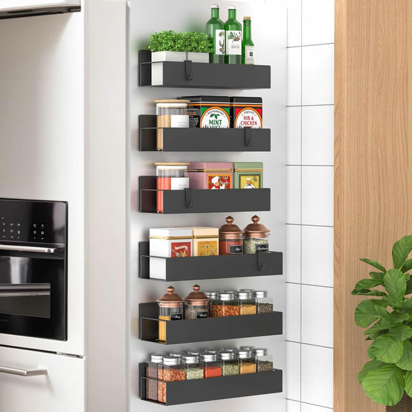 Easyhouse 6 Pack Magnetic Spice Storage Rack Organizer for Refrigerator and Oven, Moveable