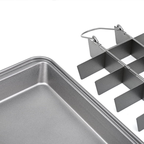 Kundalini Brownie Pan with Dividers - Non-stick Rectangular Baking Pan for Brownies and Cookies