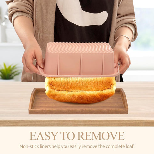 Silicone Bread Loaf Pan, 2 PCS Rectangular Non-Stick Baking Mold for Oven, Easy Release