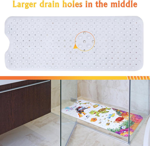 40 Inch 16 Inch-Rectangular, Bath Mat for Tub Non Slip, Machine Washable Anti Slip Cartoon Baby Bathtub Shower Mat