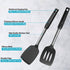 2-Pack Solid & Slotted Silicone Spatula Set, Stainless Steel Handle, Heat Resistant Rubber Turners