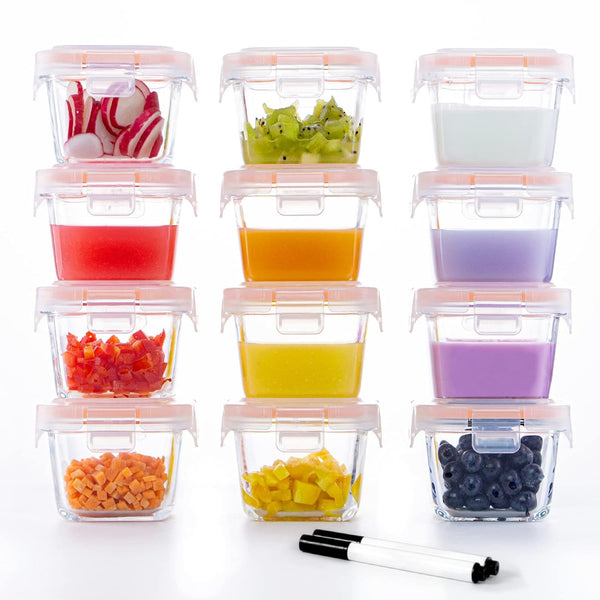 Luvan 6oz Baby Food Storage Containers, 12-Pack Baby Food Jars with Lids