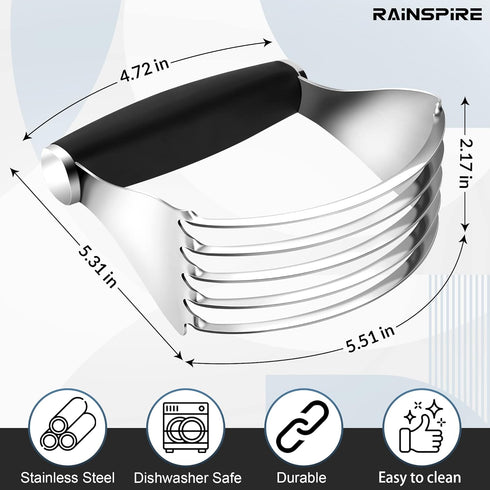 Heavy Duty Pastry Cutter for Baking: Stainless Steel Pastry Blender, Thick Sharp Blades Dough Cutter