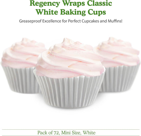 Regency Wraps Mini Size Baking Cups, 72 Pack, Greaseproof Cupcake Muffin Liners