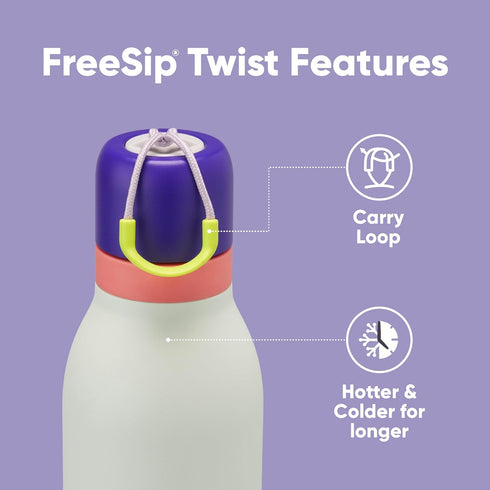 18-oz, Owala FreeSip Twist Insulated Stainless Steel Water Bottle with Straw for Sports and Travel, BPA-Free