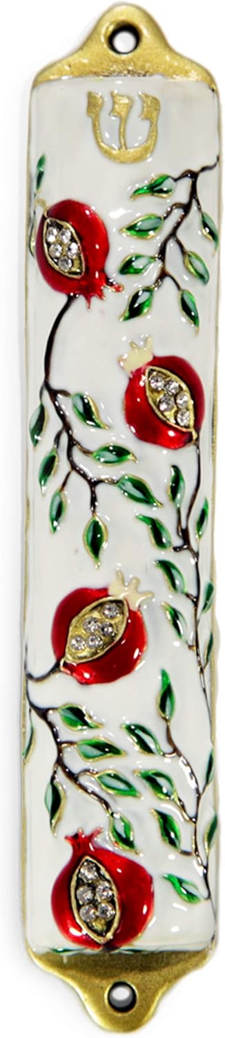 Door Mezuzah Case - Modern Pomegranate Tree Design 4" Jewish Mezuzah Cover for Home Blessing
