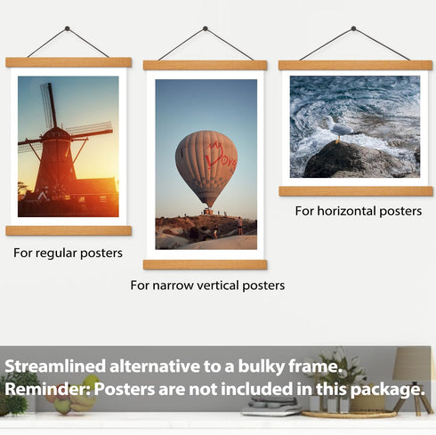 Magnetic Poster Hanger Frame for 24x36, 24x30, 24x32 Movie Music Posters Wall Art, Teak Wood Picture Frames for Large