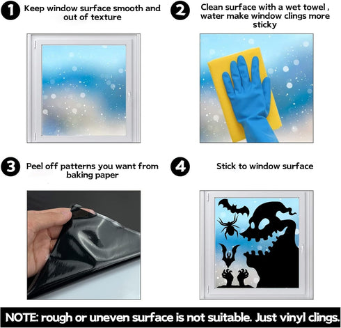 Joy Bang Halloween Window Clings, Large Scary Silhouette Stickers, Spooky Monster Zombie Window Decor