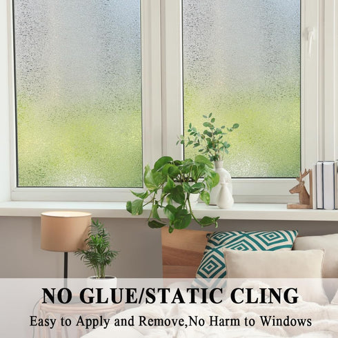 Privacy Window Film, Decorative Glass Door Film, Static Cling Window Tint, 17.5 inches by 78.7 inches