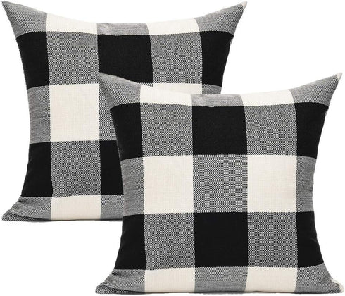 VAKADO Set of 2 20x20 Black White Buffalo Plaids Decorative Throw Pillow Covers for Couch Sofa Car Outdoor Home Decor