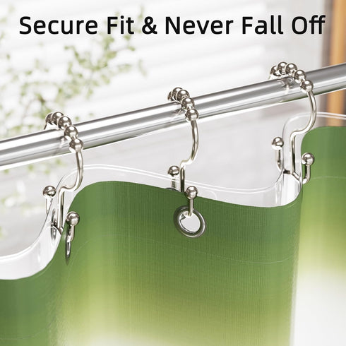 Amazer Shower Curtain Hooks, Rust-Resistant Metal Double Shower Curtain Rings, 12PCS for Bathroom Shower Curtain Rod