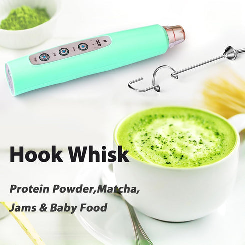 Milk Frother Rechargeable Handheld Electric Whisk 3 Speed Adjustable, Coffee Frother Wand with 3 Stainless Whisks,