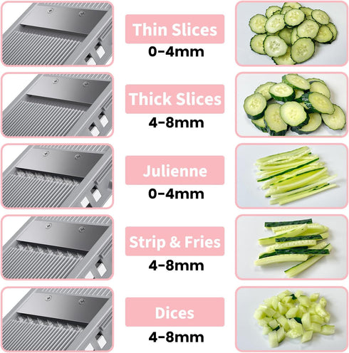 Jonscook Safe Mandoline Food Slicer for Kitchen - Vegetable Chopper With Adjustable Thickness, Multifunctional Veggie