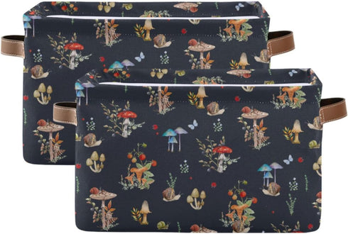 Storage Basket Bin, Mushroom Snail Organizer, Collapsible Shelf Basket with Handle for Nursery Bedroom Bathroom