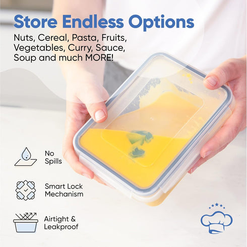 Chef's Path 32 Piece Airtight Food Storage Containers, 16 Stackable Kitchen and Pantry Canisters with Easy Snap Lids