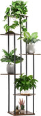 6 Tier Plant Stand Indoor Outdoor, Wood Metal Corner Shelf, Multiple Flower