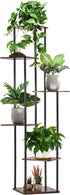 6 Tier Plant Stand Indoor Outdoor, Wood Metal Corner Shelf, Multiple Flower