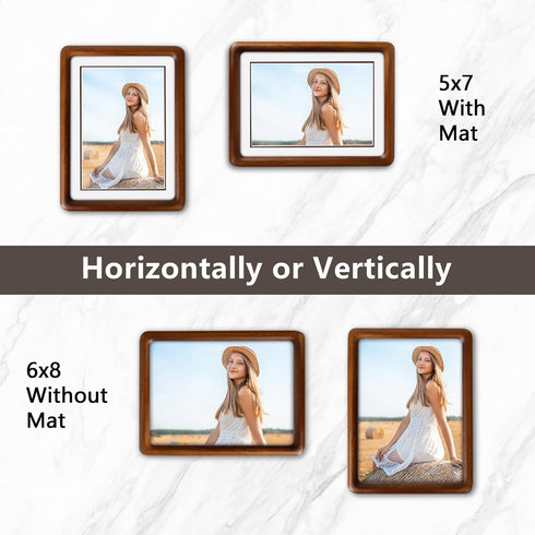 SZKYSJGS 6x8 6 8 5x7, Wood Picture Frame, Solid Natural Walnut Rounded Corner Photo Frame with Tempered Glass, x Wooden