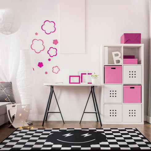 Demissle Smile Face Rug: Preppy Buffalo Check Plaid Funny Checkered Carpet for Living Room Bedroom Dormitory Decor