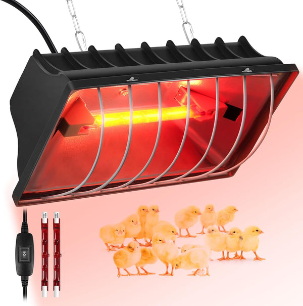 POMINEL Heat Lamp for Chickens Chicks, Chicken Coop Heater with Adjustable Temp Hanging