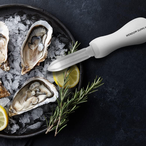 4Pcs Oyster Shucking Knife White Oyster Opener Stainless Steel Oyster Shucker New Haven Style with Non-slip Handle