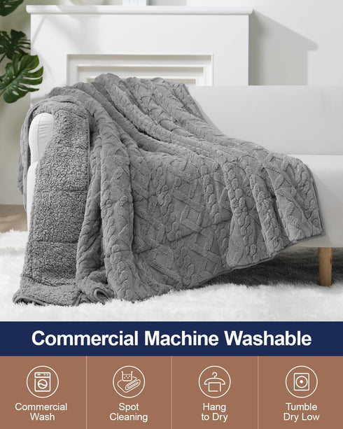 15 lbs (60"x 80", 15 Super Fuzzy Soft Sherpa Fleece Weighted Blanket, Dual Sided Fluffy Heavy Weighted Blankets