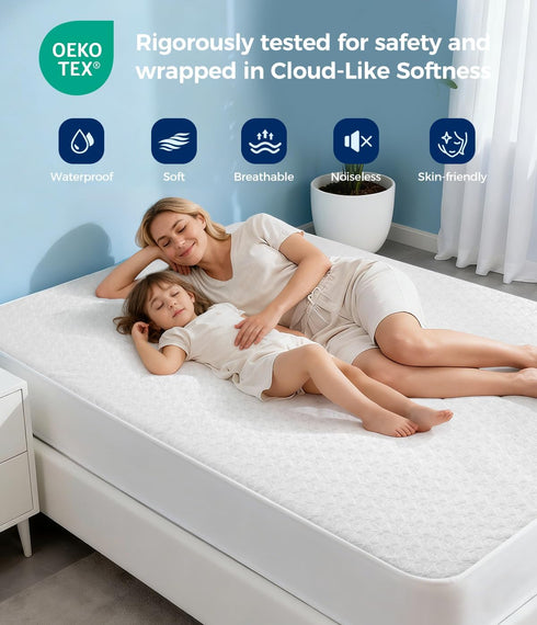 8"-21", 3D Waterproof Mattress Protector Full Size, Soft Breathable Mattress Pad with Deep Pocket Noiseless Air Fabric