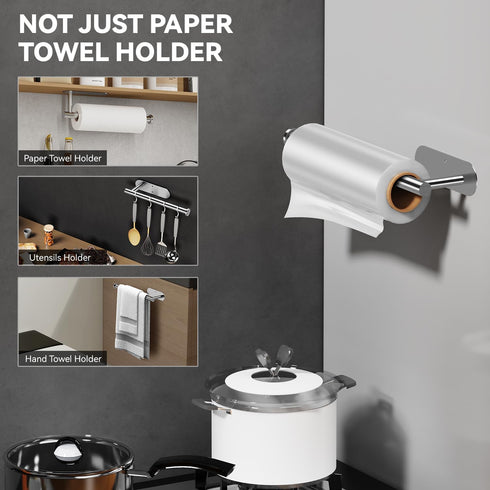 SUS304 Auxmir No Drilling Self Adhesive Toilet Paper Holder, Premium Rustproof Stainless Steel Roll Holder Wall Mount
