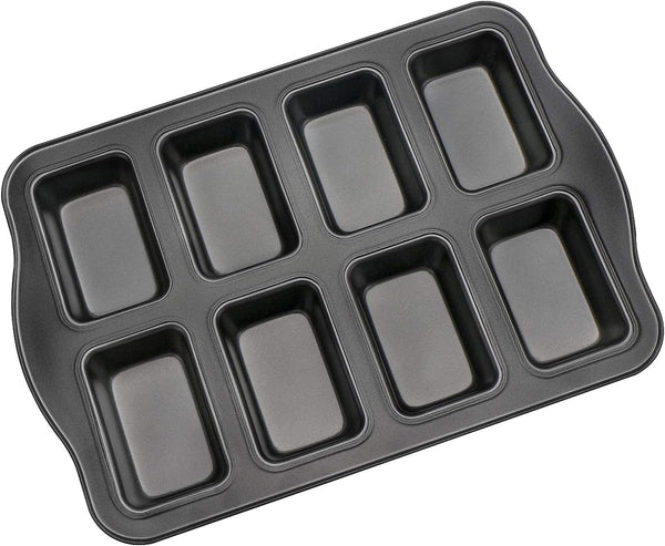 Beasea Mini Loaf Pan, 8 Cavity Nonstick Bakeware, Carbon Steel Square Bread Pan for Baking Oven Cakes