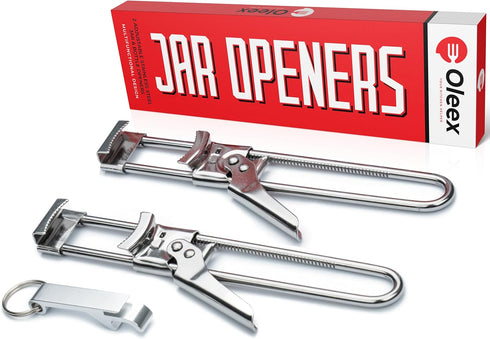 Oleex Jar Opener for Weak Hands (x2) with Keychain Bottle Cap Opener, Easy Seniors Arthritis, Kids Openers, Kitchen