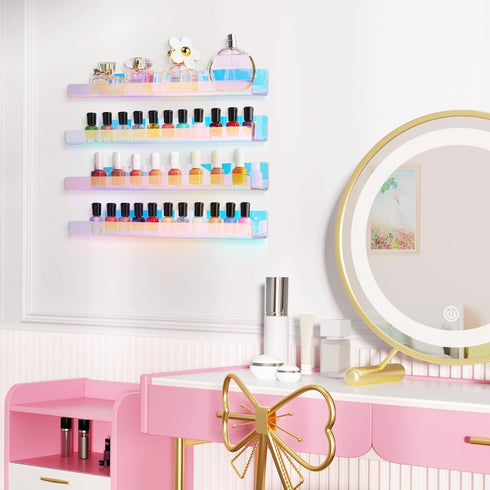 15" 4 Pack upsimples Acrylic Shelves for Wall Decor, Display Shelf for Perfume, Skincare, Nail Polish, Wall Organizer