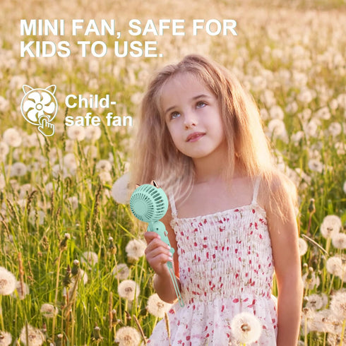 QearFun Handheld Fan, Portable Mini Hand Held Fan with USB Rechargeable Battery, 3 Speed Personal Desk Fan, 8-12 Hours
